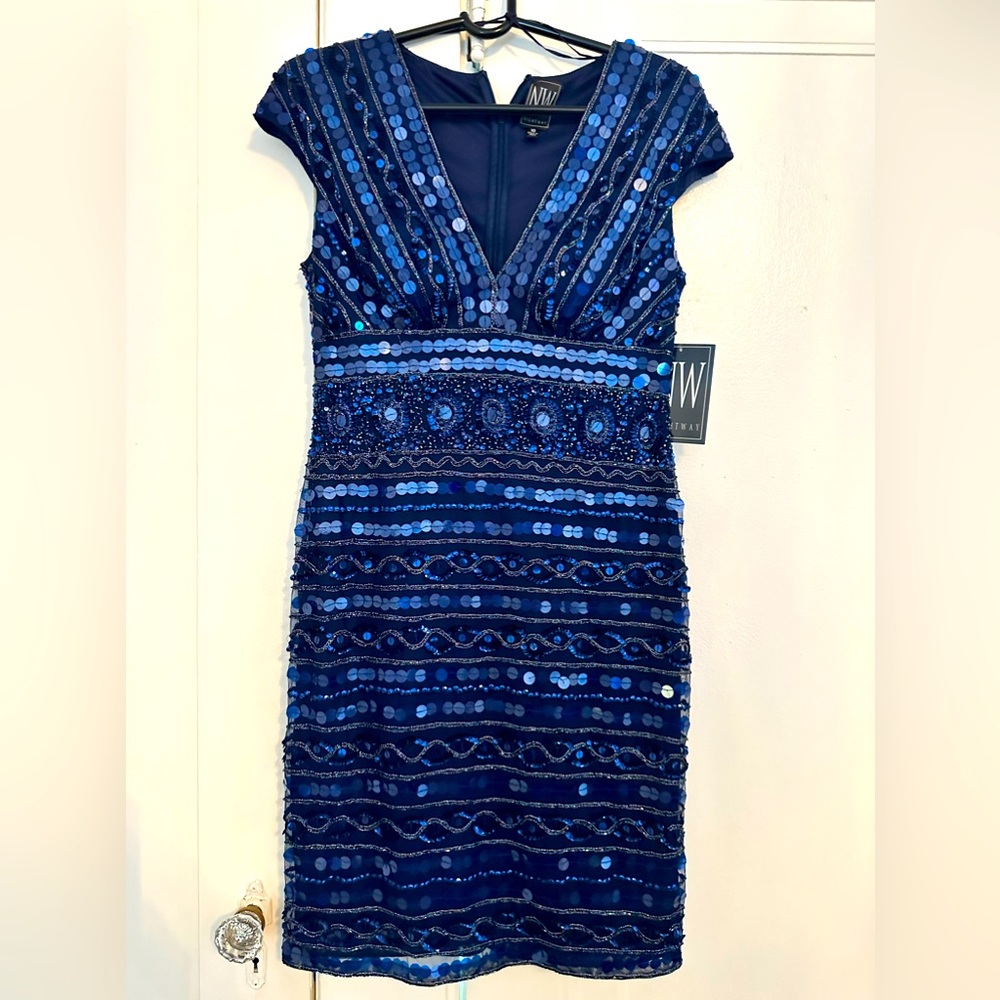 NW Nightway-Deep Blue Sequined Dress